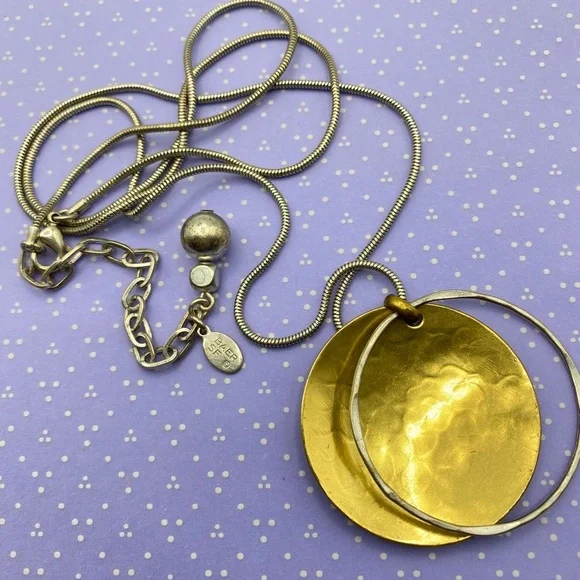 BAER SF Marjorie Baer Mixed Metals Long Brass & Silver Necklace - Picture 4 of 12